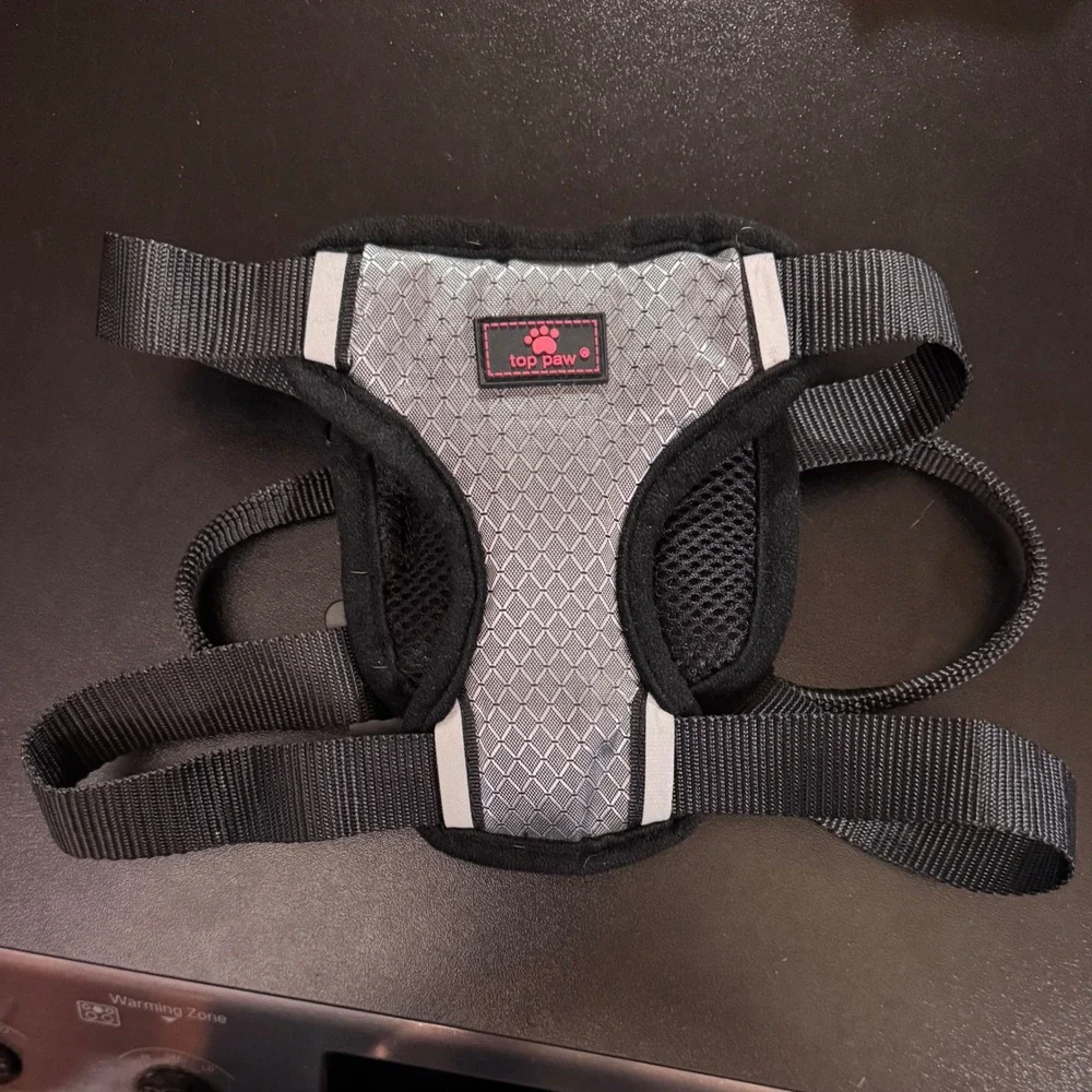Top Paw Dog‎ Travel Harness Small-Medium Black Padded Reflective Adjustable